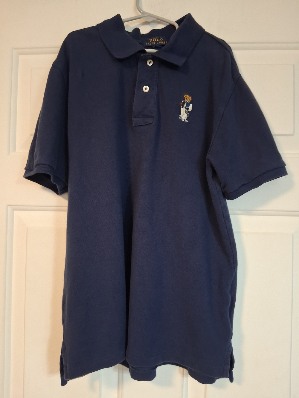 Polo Ralph Lauren Boys Navy Blue Signature Classic Bear Casual Shirt Large 14/16